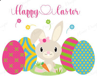 Happy Easter Bunny with Eggs