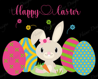 Happy Easter Bunny with Eggs